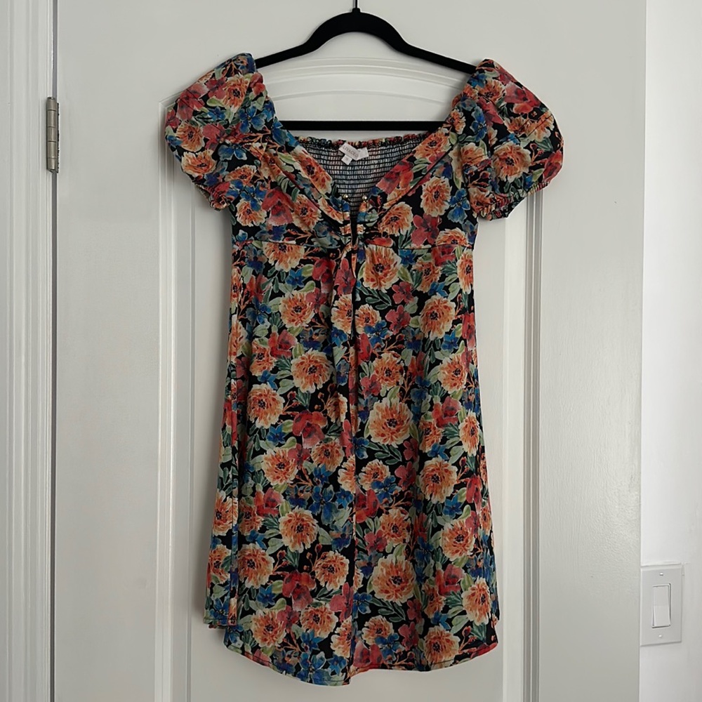Olivaceous floral dress